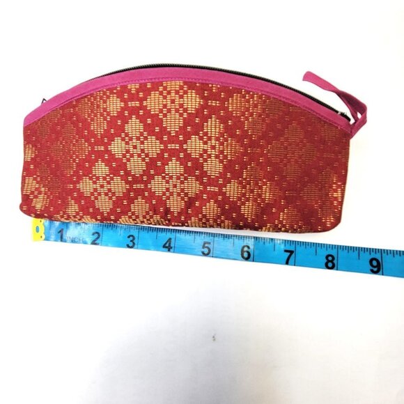 Red Songket Pouch Bag Purse Handmade Make Up Pouch bag or Pencil Pouch  - NEW - Picture 10 of 12